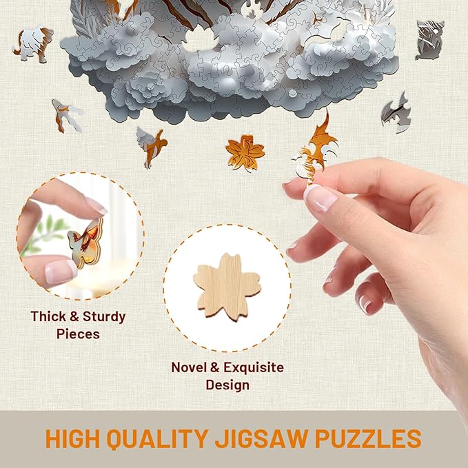 Wooden Puzzles for Adults, 3D Visual Effect Paper Tiger Puzzle, Wood Puzzles Adult, Unique Animal Shape, Paper Sculpture Modern Art Puzzle, Gifts for Friend, Canvas Wall Art (M-11.4 * 11.4in-200 pcs)