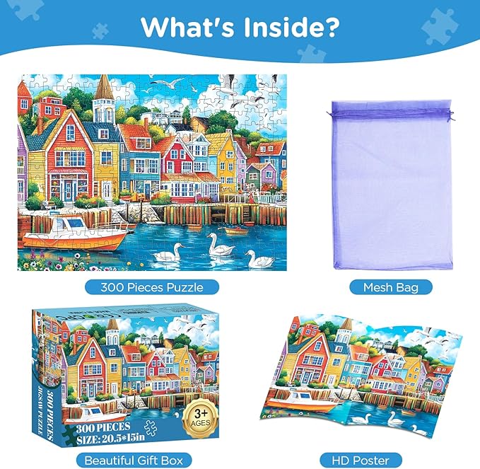 Jigsaw Puzzles 300 Pieces for Adults,300 Piece Puzzles for Adults,Sea Puzzle for Kids Ages 8-10 10-12,Recycled Paper Puzzle 300 Pieces,Home Decors Family Challenge Toys for Men Women Elders Seniors