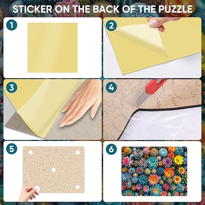 Puzzles for Adults Cactus World Wooden Puzzles, 500 Pieces Unique Shaped Succulent Jigsaw Puzzles, Birthday for Adults and Kids, Fun Challenge Family Game 18.3'' x 13.7''