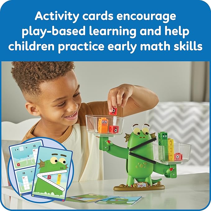 hand2mind Numberblocks Blockzee Balance Activity Set, 61 MathLink Cubes, Balance Scale, Educational Math Manipulatives, Numbers for Toddlers, Preschool Learning Activities, Birthday Gifts for Kids