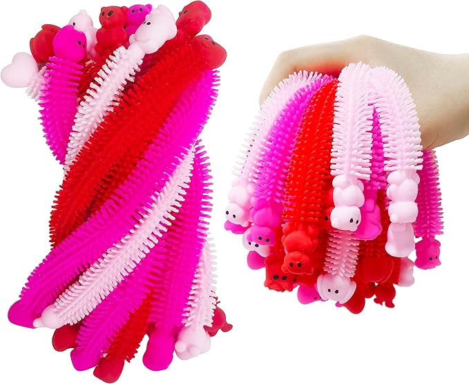 36 Pack Valentines Gifts Stretchy Strings Sensory Fidget Toys Pack Autism Toys Great for Kids Treat Bags Gifts Stress Relief Party Favors Valentines Gifts (Valentine's)