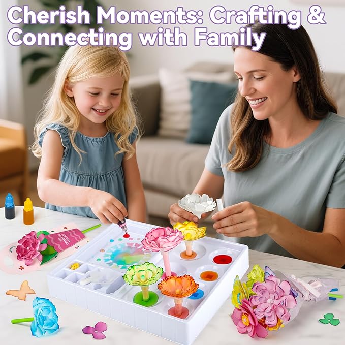 Mimiblooms Paper Flowers Science Kit for Girls, Magic Flower Paper Color Science Dyeing Kit, Arts&Crafts for Kids Age 8-12, Science Experiments Color Changing for Girls 6 7 9 10 11 yr Birthday Gift
