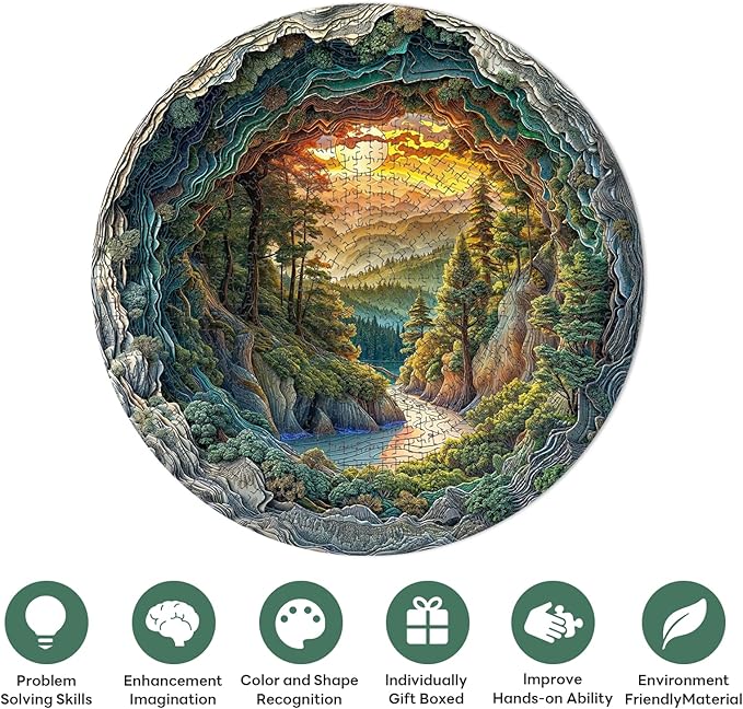 1000 Piece Puzzle for Adults, 3D Visual Cave Forest Jigsaw Puzzles for Adult, 26.6 x 26.6in 1000 Pieces Flat Puzzle, Christmas Birthday Party Home Decor Gifts for Family Friends