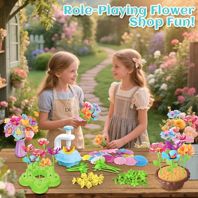 Kufanda Arts and Crafts for Kids 4-6, Toddler & Creative Fabric Flower Bouquets Toys for 4-8 Year Old Kids, Ideal Festive Gifts for Granddaughters & Craft Lovers, Educational Fun DIY Activity Set