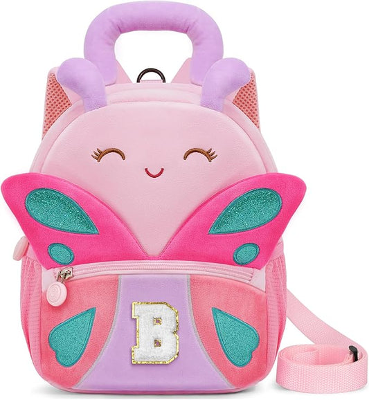 YOOLIFE Backpack for Girls Kids Toddler, Bookbag for Teen Girl Kids Birthday Gifts, School Backpack for Girls Initial Pink B