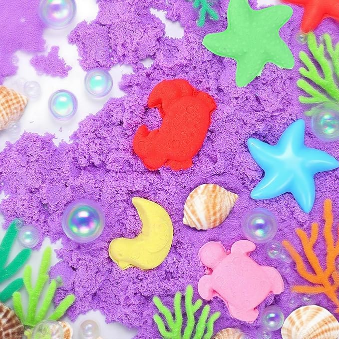 FURWEY 17.6lbs Play Sand,Mixed Packaging of 8-Color Sensory Sand,Suitable for Children to Shaping, Squeezing and Molding