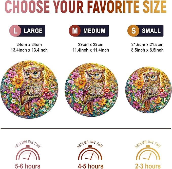 Wooden Puzzles for Adults - Challenging Colorful Owl Adult Puzzle, Unique Animal Shaped Wooden Jigsaw Puzzles for Adults, Creative Gifts Family Games 11.4 * 11.4in 200pcs
