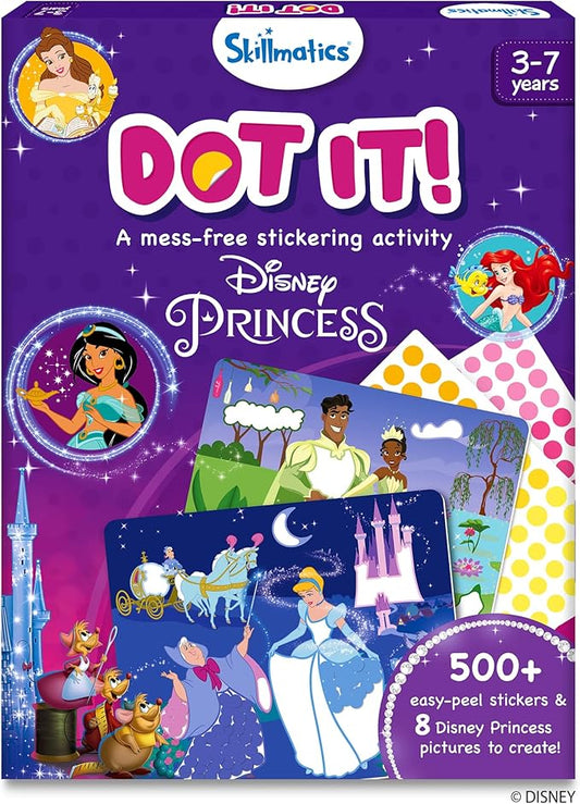 Skillmatics Dot It Sticker Art - Disney Princess, Mess-Free Fun for Kids, 500+ Stickers, Craft Kits, DIY Scrapbooking Activity, Travel Toys, Gifts for Girls & Boys Ages 3, 4, 5, 6, 7