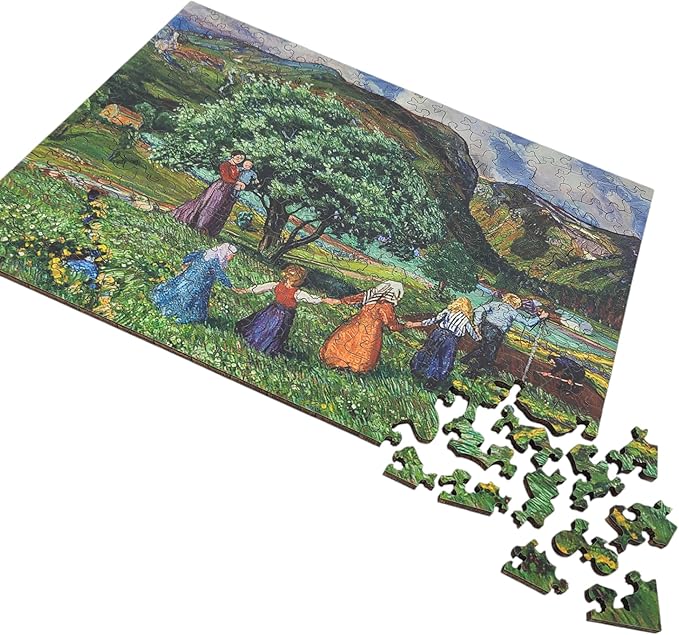 Wooden Puzzle for Adults - Uniquely Shaped Pieces - Made in The USA by FoxSmartBox - 225 Pieces - Summer and Playing Children