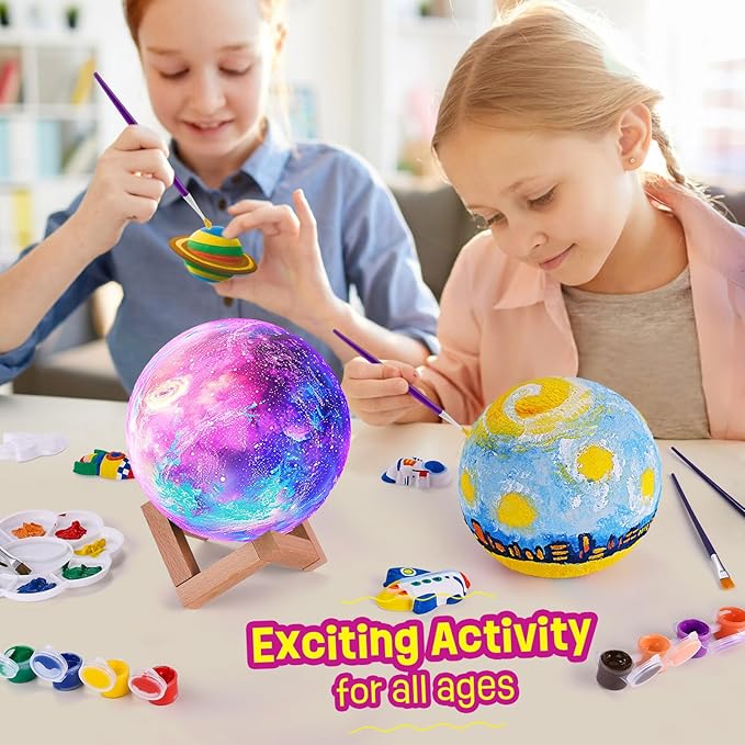 Paint Your Own Moon Lamp Kit, Cool Gifts DIY 3D Space Moon Night Light, Art Supplies Arts & Crafts Kit, Arts and Crafts for Kids Ages 8-12, Toys Girls Boy Birthday Gift Ages 3 4 5 6 7 8 9 10 11 12+