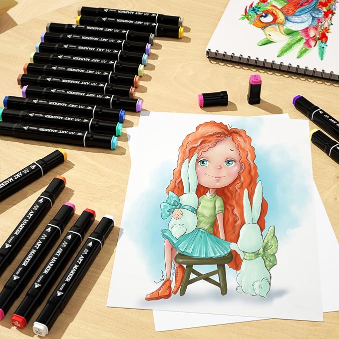 Banral Alcohol Markers Set, 120 Colors Dual Tip Alcohol Based Art Markers Pens for Artists, Permanent Drawing Markers for Adult Coloring Sketching Illustration with Case and Holders