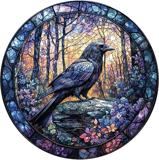 Wooden Puzzles for Adults, Wooden Jigsaw Puzzles, Crow-XL Puzzle, Gifts for Family or Friends for Any Holiday.(17.3 * 17.3 in 450pcs)