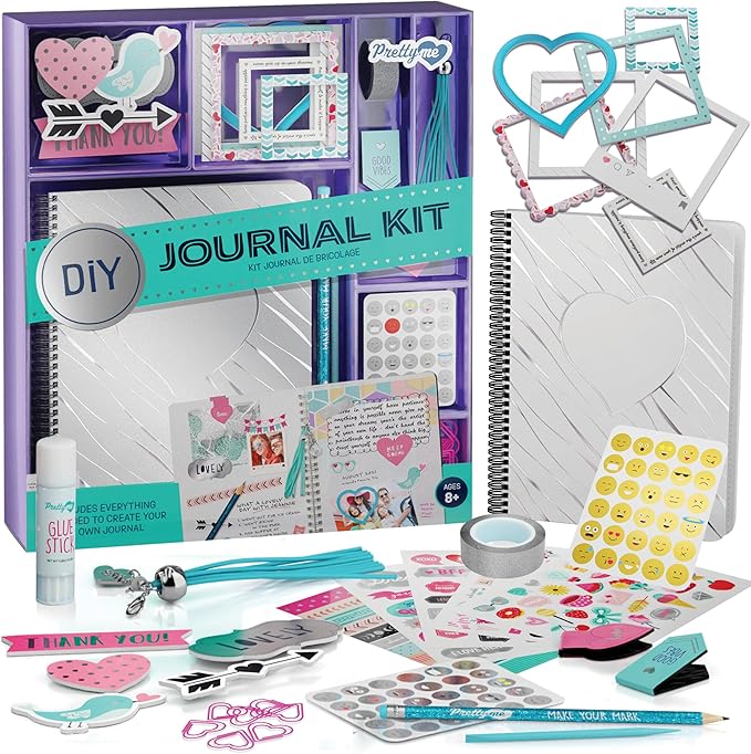 Pretty Me DIY Journal Kit for Girls - Gift for 8-14 Year Old Girl - Cool Birthday Gifts Ideas for Teens - Fun, Cute Art & Crafts Kits for Tween Teenage Kids- Scrapbook & Diary Supplies Toy Set