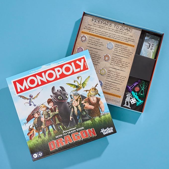 Monopoly DreamWorks How to Train Your Dragon Edition Board Game | Ages 8+ | 2 to 4 Players | 45 Mins. | Fun Family Games for Kids, Teens & Adults (Amazon Exclusive)