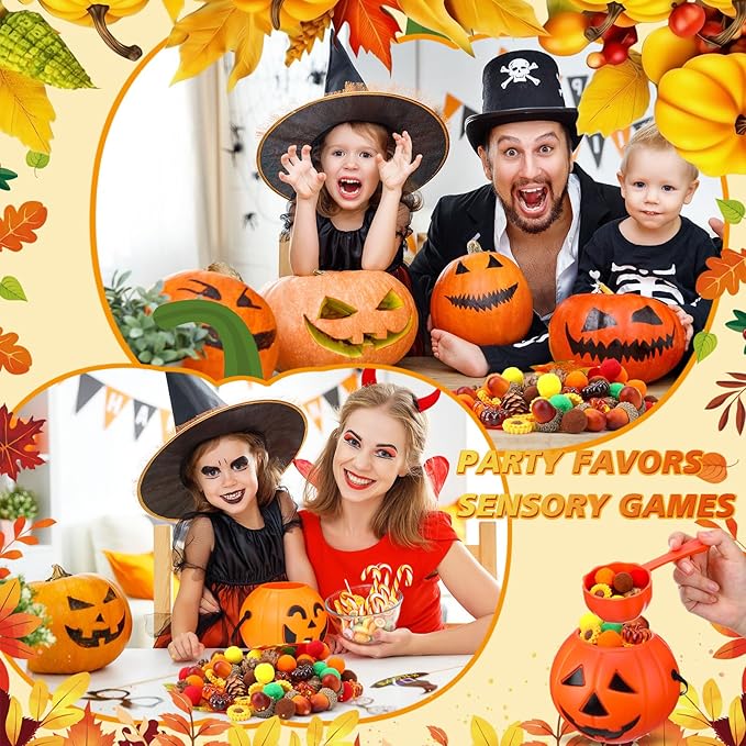 149 Pcs Thanksgiving Fine Motor Skills Sensory Bin Filler Set Include Cognitive Cards Acorn Maple Leaf Sunflower Pinecone Pumpkin Decor for Sorting Counting Training Development