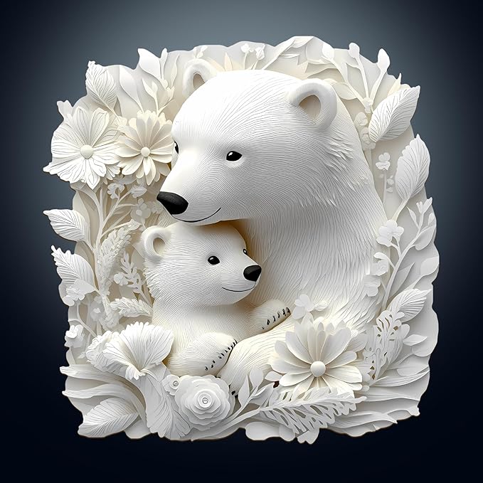 KAAYEE Wooden Puzzles for Adults, 3D Vision Effect Polar Bear Family Wooden Jigsaw Puzzle Unique Shape Wood Puzzle Adult, 3D Effect Flat Puzzle Birthday Family Game (M-11.4 * 11.1 in-200pcs)