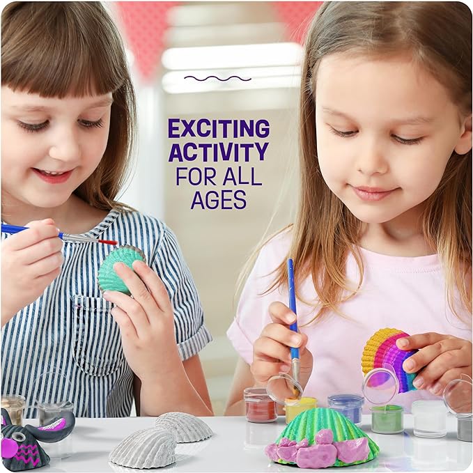 Dan&Darci Kids Sea Shell Painting Kit - Arts & Crafts Gifts for Boys and Girls - Craft Activities Kits - Creative Art Activity Gift Toys for Age 6, 7, 8, 9, 10, 11 & 12 Year Old 8-12