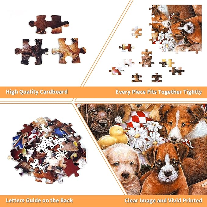 100 Piece Puzzles for Kids Dog 100 Piece Puzzles for Adults, Puppy Group Photo 100 Pieces Puzzle for Kids Ages 4-8, Dogs Selfie Puzzle for Seniors Teens Brain Teaser