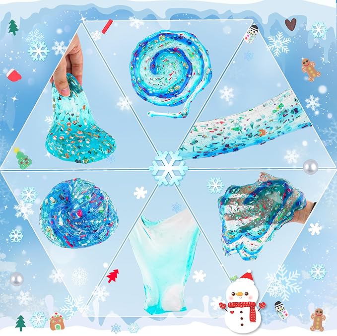 6pcs Slime Stocking Stuffers, Stocking Stuffers for Kids,Christmas Crafts,Stocking Stuffers, Kids Crafts Snowman DIY Kit,Crafts Xmas Gift