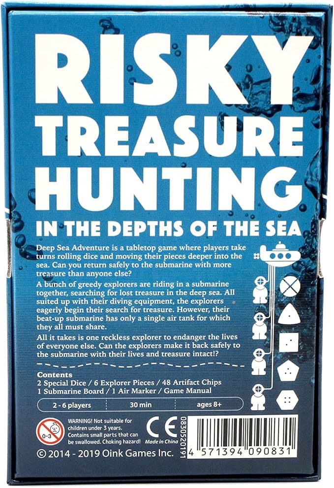 Oink Games Deep Sea Adventure Hangtab Version – Push-Your-Luck Family Board Game | 2–6 Players | Ages 8+ | Portable Travel Game