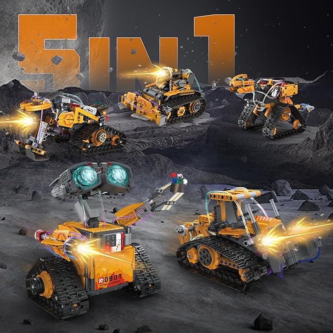 STEM Robot Building Kit for Kids – 5-in-1 Remote & App-Controlled Wall Robotics Set, Engineering Coding Robot Toys, Birthday Gifts for Boys & Girls Ages 6-12+ (673 PCS)