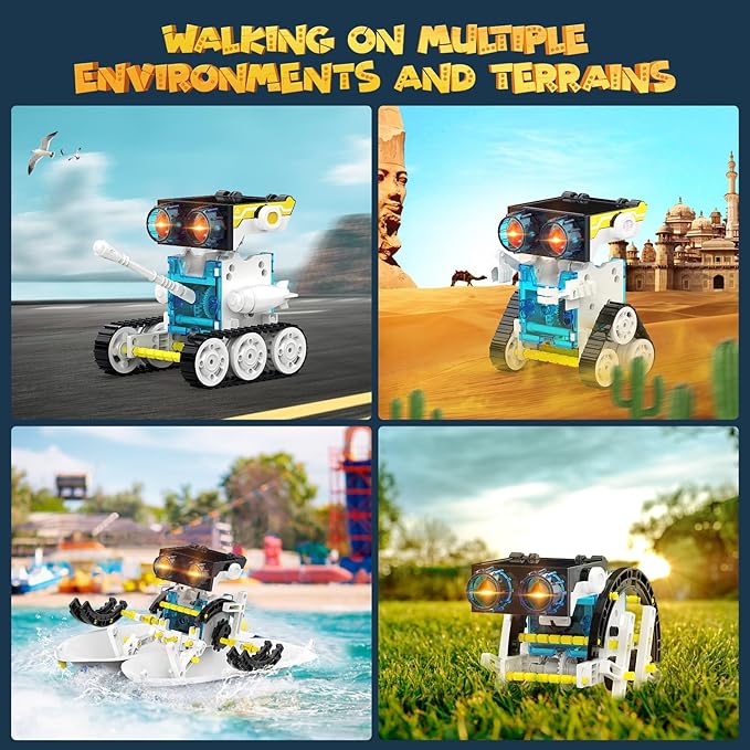 30-in-1 STEM Solar Robot Kit Toys, 243 Pieces Educational Building Science Experiment Kit for Kids Aged 8-12, Birthday Gifts Kids Aged 8 9 10 11 12 13 Years Old(White)