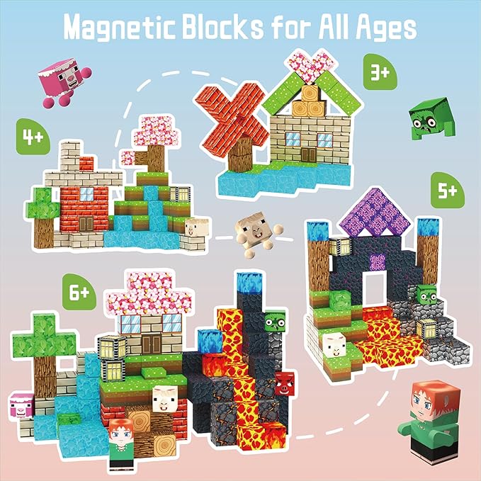 Magnetic Blocks - 120PCS Magnetic Building Blocks STEM Sensory Toys Magnet Building Cube Toys for Kid Age 3 4 5 6 7 8 9 10, Building Sets for Boys Girls Age 3+, Gift for Birthday