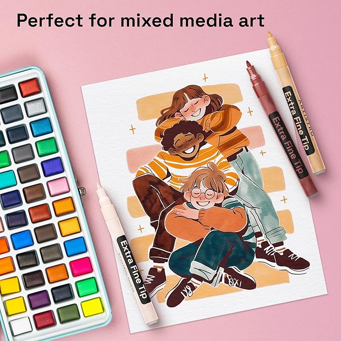 ARTISTRO 12 Skin Tones Acrylic Paint Markers Water-based Extra-fine Tip - Multi-Surface Paint Pens in Soft Colors