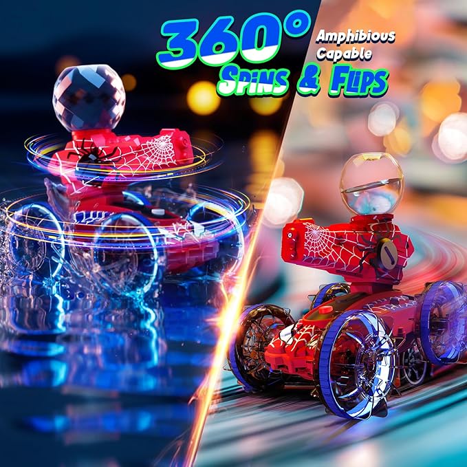 Amphibious Remote Control Car with Water Gun, Waterproof Spider RC Cars & RC Boat for Kids, Pool & Beach Water Toys for Summer Outdoor Play 3 4 5 6 7 8 9 Years Old Boy Gift