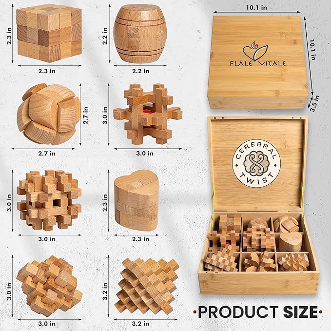 Wooden Brain Teaser Puzzles for Adults - Coffee Table Puzzles - Wooden Wire Teaser - Brain Puzzle for Adults - Wood Brain Teasers - Brain Teasers