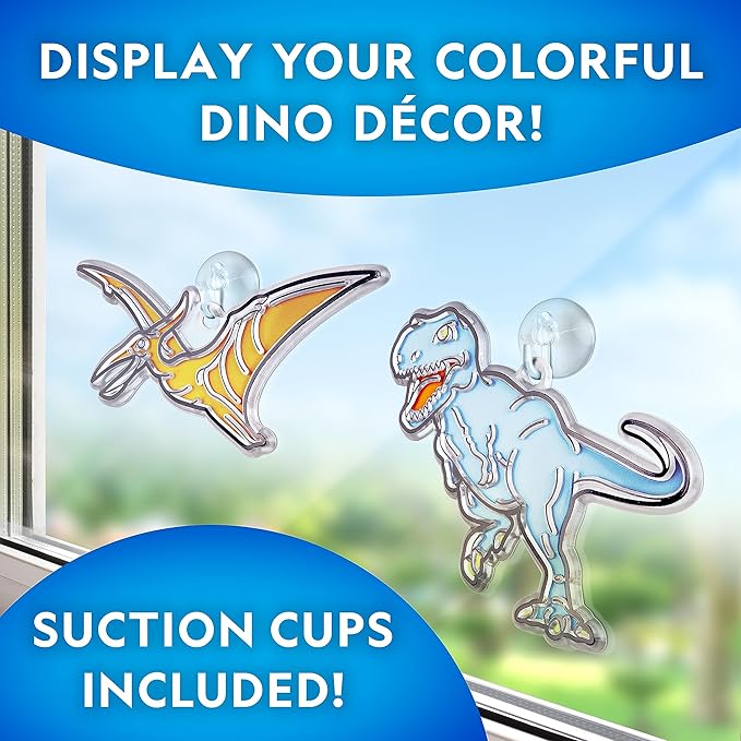 Blue Marble National Geographic Kids Stained Glass Kit - Glow in The Dark Dinosaur Toys, Kids Arts and Crafts Set, Window Sun Catchers, Kid Crafts Ages 4-8, Window Art Craft Kit, Suncatcher