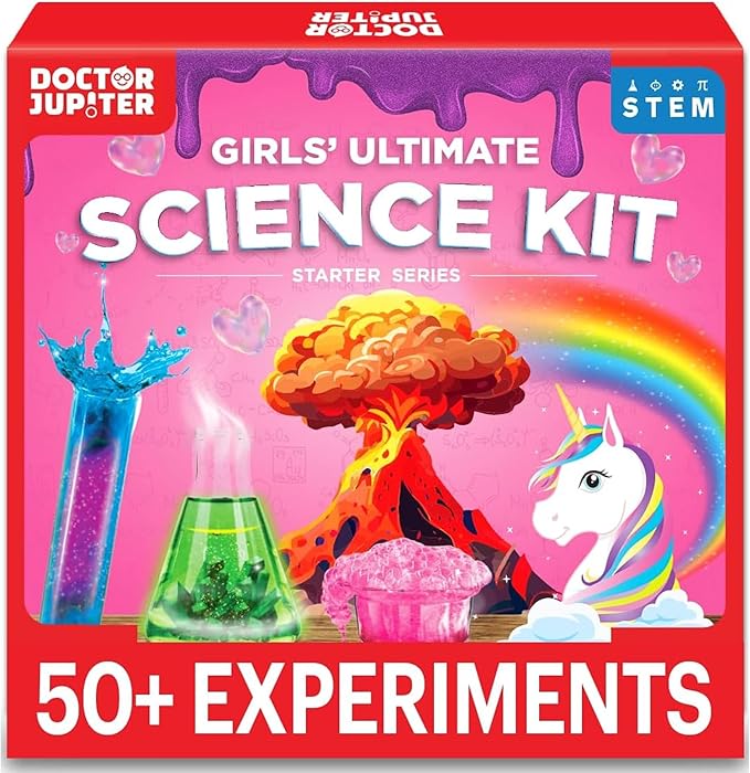 Doctor Jupiter Girls' Science Kit, Chemistry Set for Kids Ages 8-10-12-14 | Birthday Gift Ideas for 8,9,10+ Year Old Girls | STEM Toy Kit with 50+ Experiments | Learning & Educational Projects