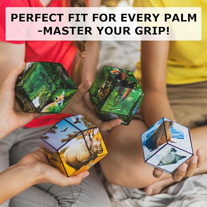SHASHIBO Shape Shifting Box - Award-Winning Fidget Toy w/ 36 Rare Earth Magnets - Fidget Cube Transforms Into Over 70 Shapes, Sensory Toy Gift for Kids, Teens, and Adults (Wild Series - Forest)