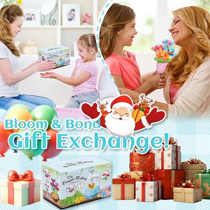 Kufanda Arts and Crafts for Kids 4-6, Toddler & Creative Fabric Flower Bouquets Toys for 4-8 Year Old Kids, Ideal Festive Gifts for Granddaughters & Craft Lovers, Educational Fun DIY Activity Set