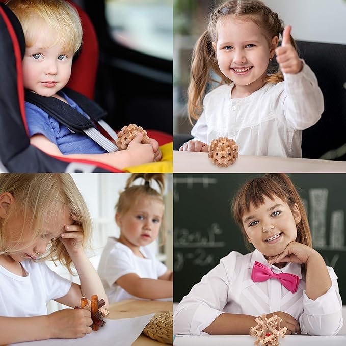 Sharp Brain Zone Wooden Brain Teaser Puzzles for Adults & Kids (Lock-a-Ball Puzzle)