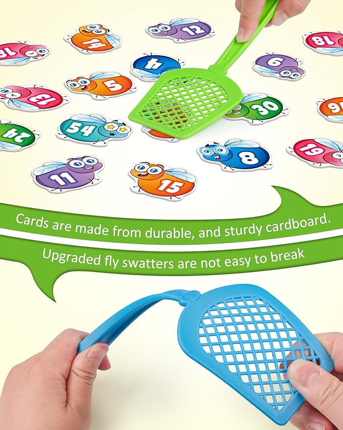 Coogam Math Counting Game, Math Manipulative Learning Swat The Fly Cards, Practice with Addition, Subtraction, Multiplication & Division, 1st 2nd & 3rd Grade Educational Toy for Homeschool