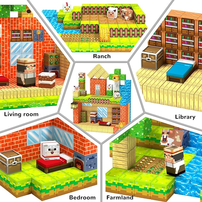 Magnetic Blocks, Magnetic Building Blocks, Magnet Cubes Kids Toys Farm games, Sensory STEM Building Toys for 3-5 4-6 5-7 6-8 Year Old Boys Girls, Christmas Birthday Gifts for Boys & Girls Ages 3+