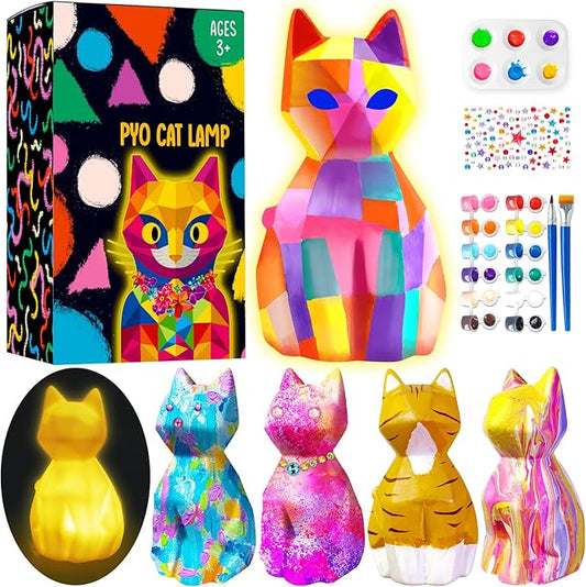 Goodyking Paint Your Own Cat Lamp Craft Kit, DIY 3D Warm Light Cat Lamp, Arts and Crafts for Kids Ages 8-12, Birthday Gifts for 8-12 Year Old Boy Girl, Painting Kit for Kids Ages 3 4 5 6 7 8 9+
