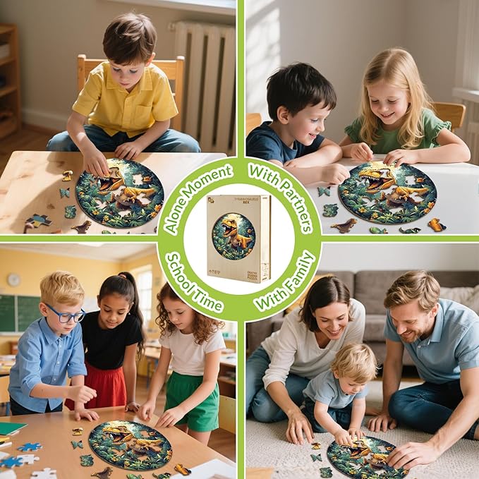 Wooden Puzzles for Kids Ages 4-6, Dinosaur 50 Pieces Kids Puzzle, Children Birthday Easter Puzzle Gift Idea, Educational Puzzles Toys for Boys and Girls (11.4 * 11.4in)