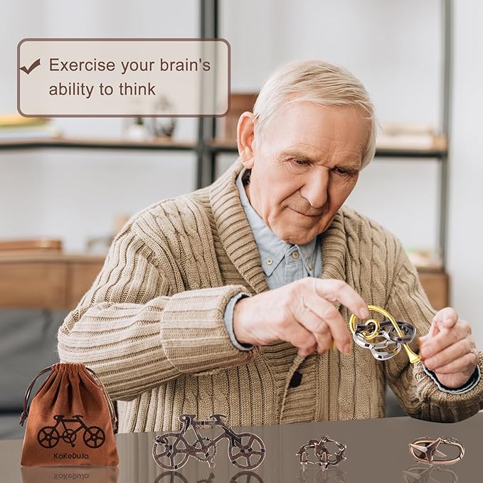 9 PCS Metal Puzzle for Adult Disentanglement Puzzles Lock Puzzle Games Set Gift for Adults Teenagers Kids