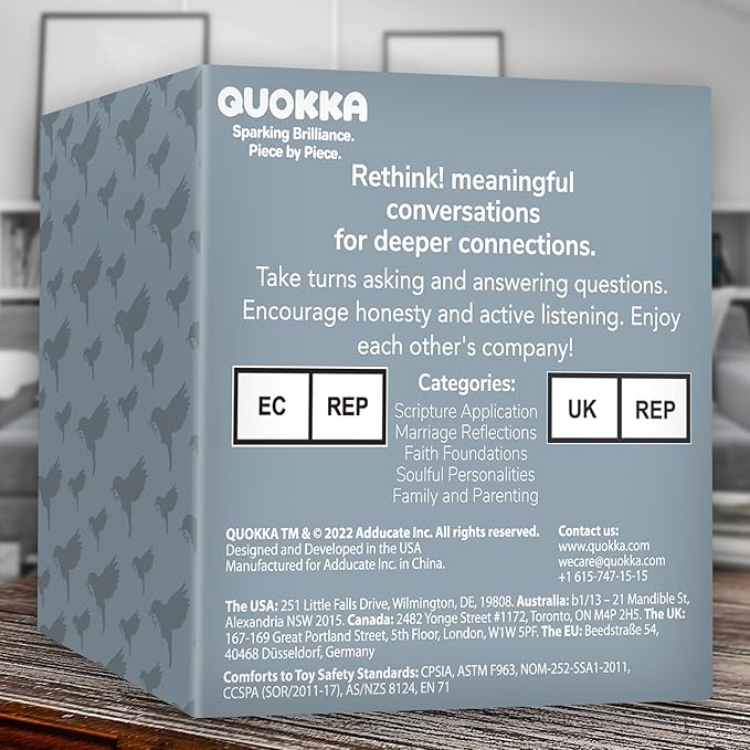 QUOKKA Rethink Conversation Cards Game - Christian Couples Edition | Premium Version | Religious Gift | Relationship Connection - Great Board Game for Married Husband & Wife