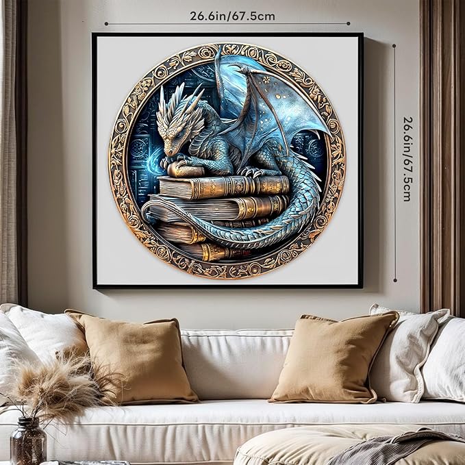 Round Puzzles for Adults 1000 Pieces, Hard Difficult Challenging Puzzles for Adults, Ancient Dragon Jigsaw Puzzles 1000 Pieces for Seniors, 3D Visual Flat Puzzle (26.6 x 26.6in)