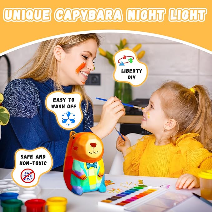 Paint Your Own Capybara Lamp Kit, Art Supplies Arts and Crafts for Kids Ages 8-12, DIY 3D Capybara Night-Light, Creativity Painting Kit Toy for Girl Boy Birthday Gift Ages 3 4 5 6 7 8 9 10 11 12+