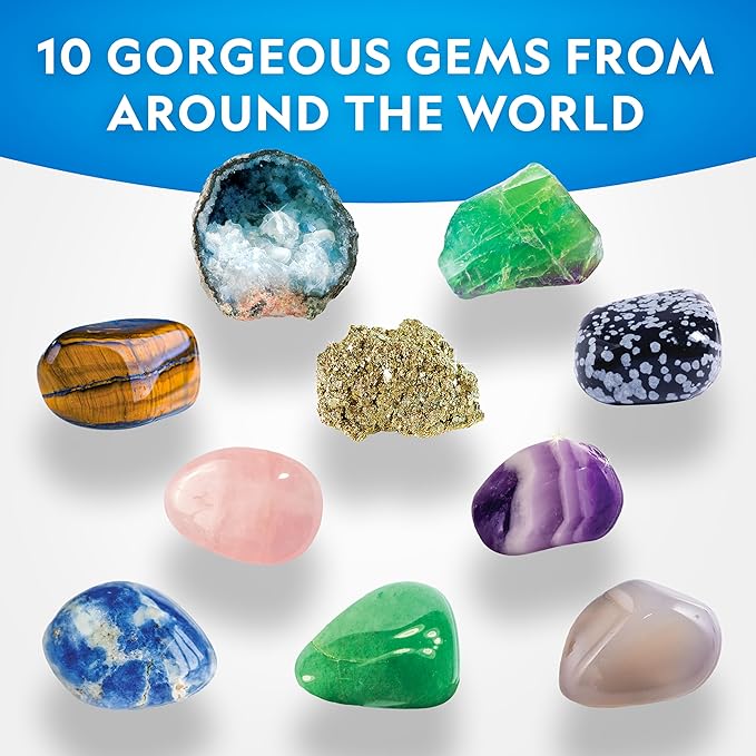 National Geographic Gemstone Dig Kit – Dig Up 10 Real Gemstones and Crystals, Science Kit for Kids, Gem Digging Kit, Gift for Girls and Boys, Mining Kit, Rock Collection