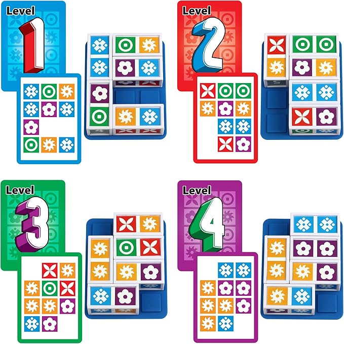 Funwares Match Frenzy: Portable Pattern Matching Puzzle Game, Family Mini Board Games, Perfect for Travel & Home Play, Road Trip Activities for Kids and Adults, Quick Set-Up - 4-Player