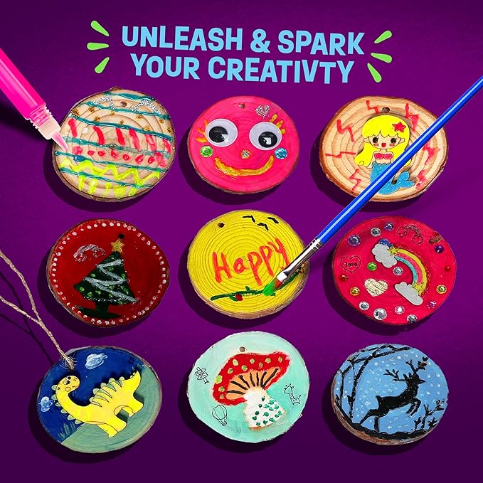 Dan&Darci Glow in The Dark Wood Painting Craft Kit for Kids - Arts and Crafts for Kid Ages 6 7 8 9 10 11 12 - Art Set Party Gift - Paint Kits 6-8, 8-12 - Gifts Summer Toys for Girls 8-12