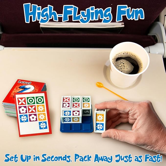 Funwares Match Frenzy: Portable Pattern Matching Puzzle Game, Family Mini Board Games, Perfect for Travel & Home Play, Road Trip Activities for Kids and Adults, Quick Set-Up - 4-Player