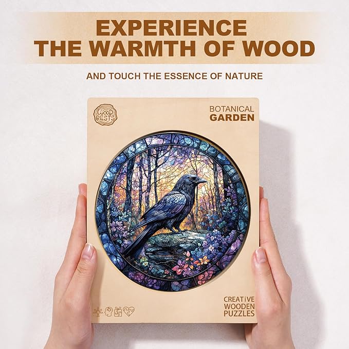 Wooden Puzzles for Adults, Wooden Jigsaw Puzzles, Exquisite Raven Puzzle, Gifts for Family or Friends for Any Holiday.(11.4 * 11.4 in 200pcs)
