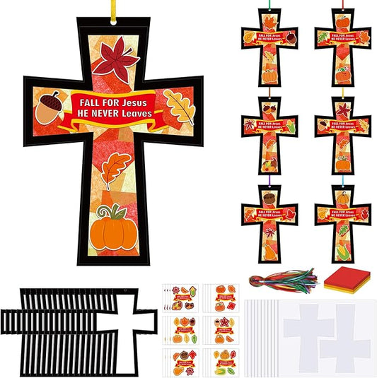 Chiisong 24 Sets He Never Leaves Crafts Kit DIY Tissue Paper Sign Crafts for Back to School Fall Harvest Thanksgiving Religious Christian Party Fun Home Actives