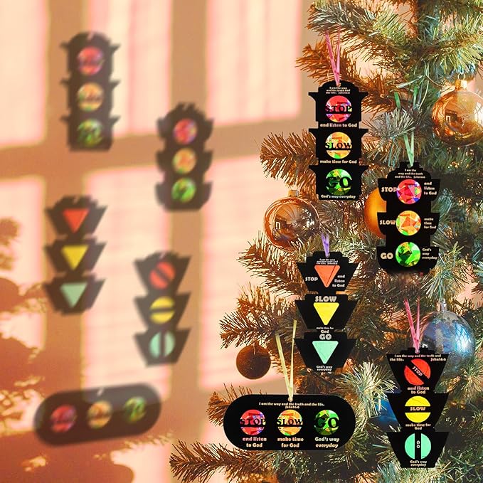 EggSun 36 Sets Bible Traffic Light Suncatchers Crafts for Kids Ornaments Stained Glass Window Arts and Crafts Kit for Sunday School Holiday Birthday Projects Home Christian Decorations Ages 4 8 12